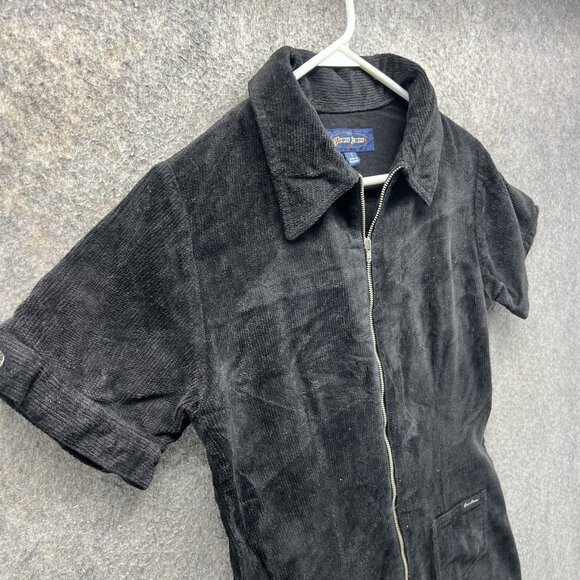 Vintage Guess Jeans Dress Womens 7 Black Corduroy Zip Front Mini Shirt 90s Y2k - Picture 10 of 12